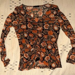 Jane & Delaney Mesh Sleeve Ruched Front Top